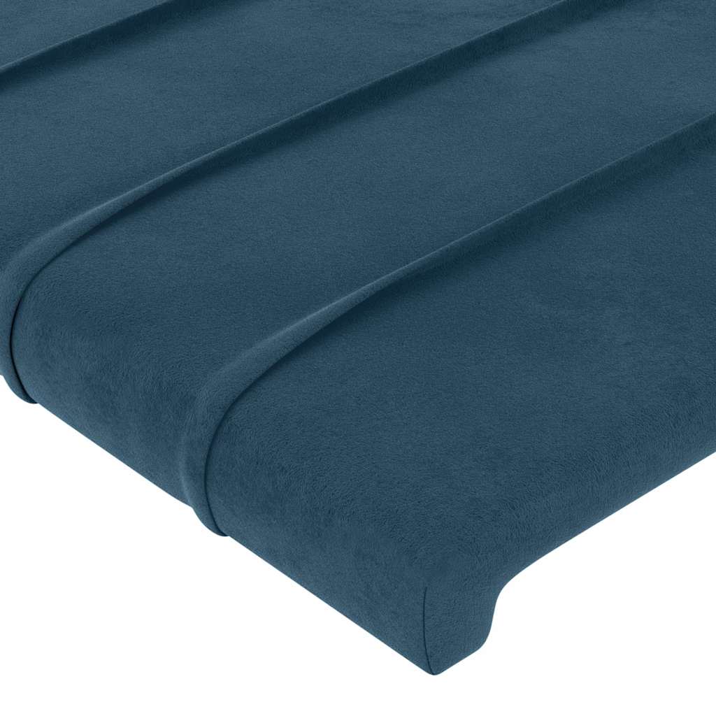 Sötétkék bársony LED-es fejtámla 200x5x118/128 cm 5