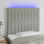 Világosszürke szövet LED-es fejtámla 80x5x118/128 cm