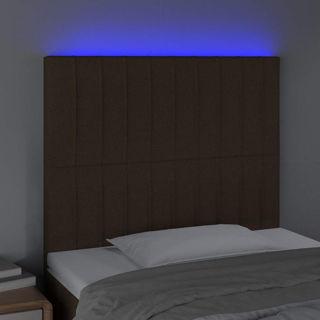 Sötétbarna szövet LED-es fejtámla 90x5x118/128 cm 3