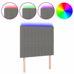 Sötétszürke szövet LED-es fejtámla 100x5x118/128 cm 2