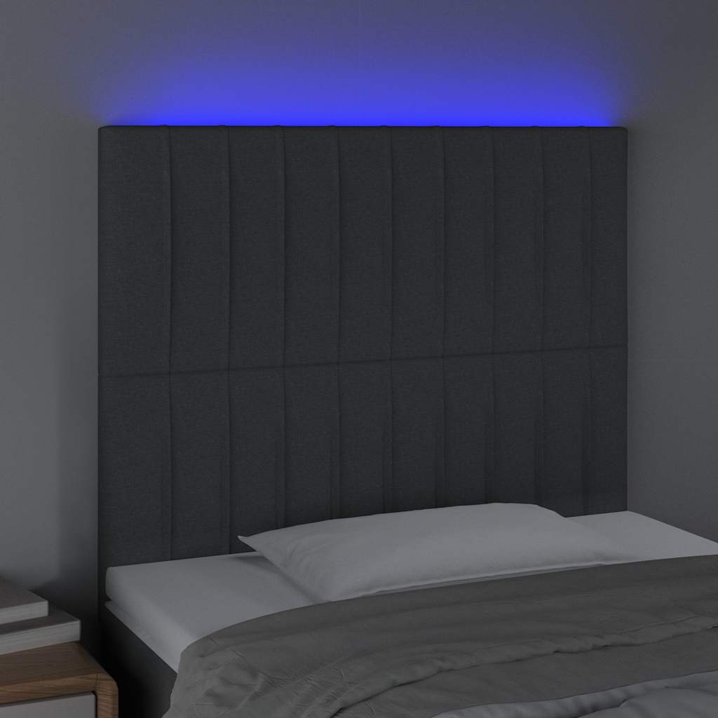 Sötétszürke szövet LED-es fejtámla 100x5x118/128 cm 3