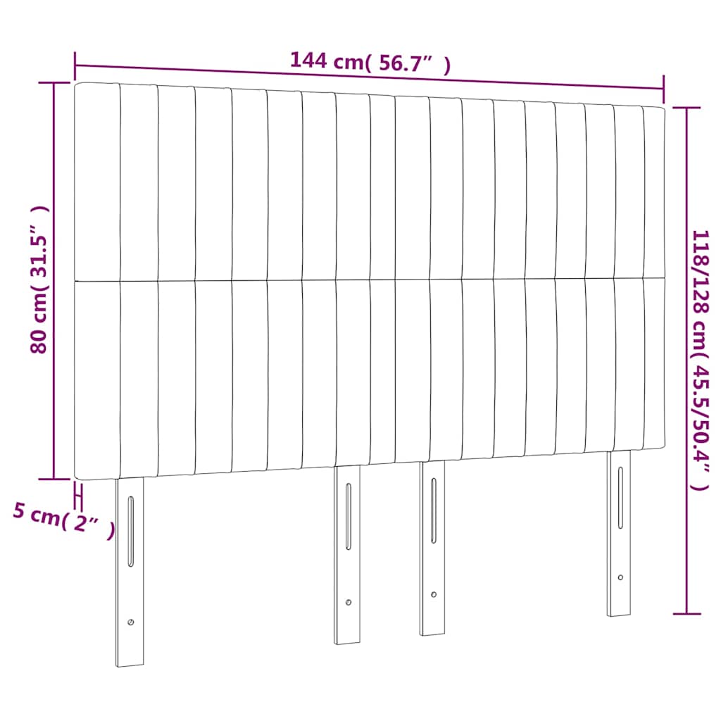 Világosszürke szövet LED-es fejtámla 144x5x118/128 cm 6