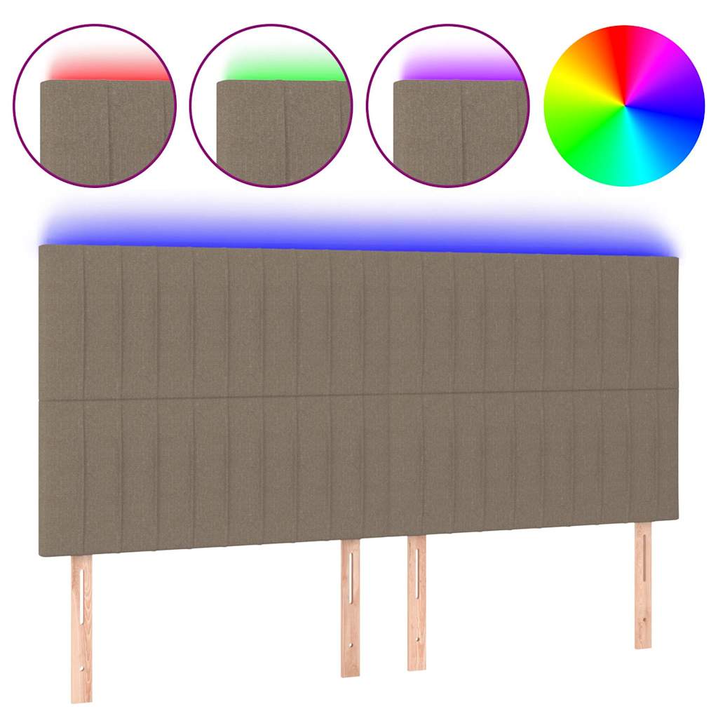 Tópszínű szövet LED-es fejtámla 160x5x118/128 cm 2