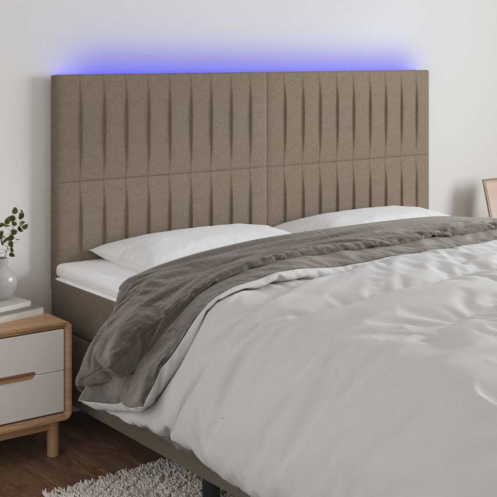 Tópszínű szövet LED-es fejtámla 160x5x118/128 cm