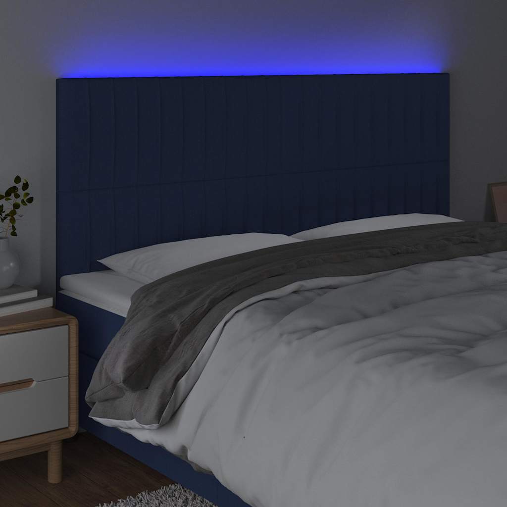 Kék szövet LED-es fejtámla 160x5x118/128 cm 3
