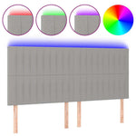 Világosszürke szövet LED-es fejtámla 180x5x118/128 cm 2