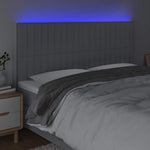 Világosszürke szövet LED-es fejtámla 180x5x118/128 cm 3