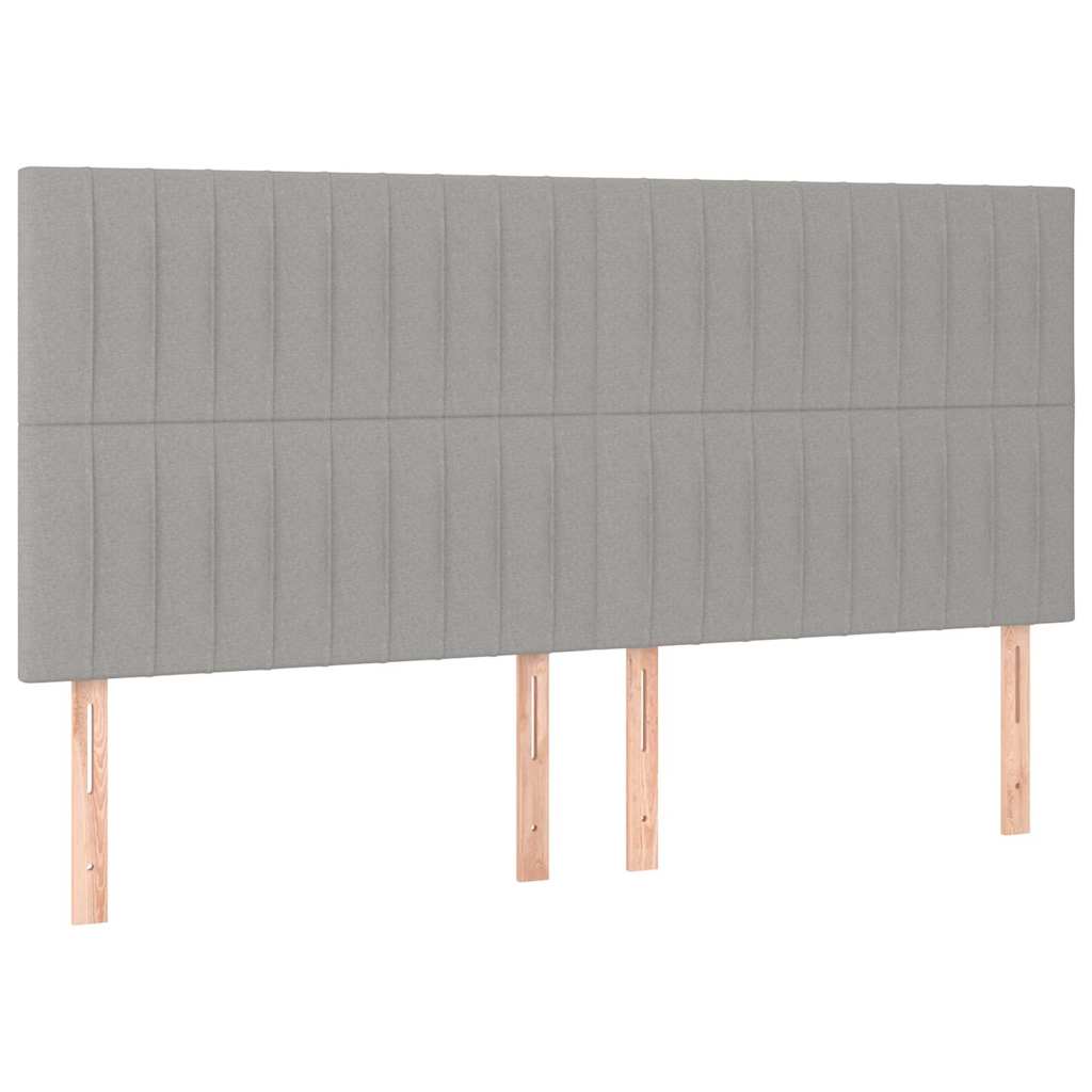 Világosszürke szövet LED-es fejtámla 180x5x118/128 cm 4