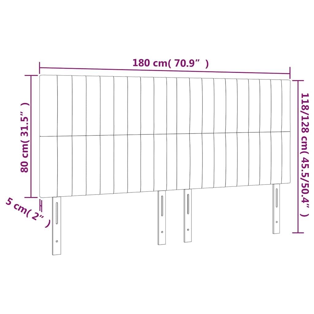 Világosszürke szövet LED-es fejtámla 180x5x118/128 cm 6