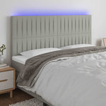 Világosszürke szövet LED-es fejtámla 180x5x118/128 cm