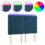 Sötétkék bársony LED-es fejtámla 144x5x118/128 cm 2