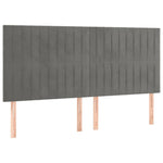 Világosszürke bársony LED-es fejtámla 160x5x118/128 cm 4