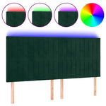 Sötétzöld bársony LED-es fejtámla 200x5x118/128 cm 2