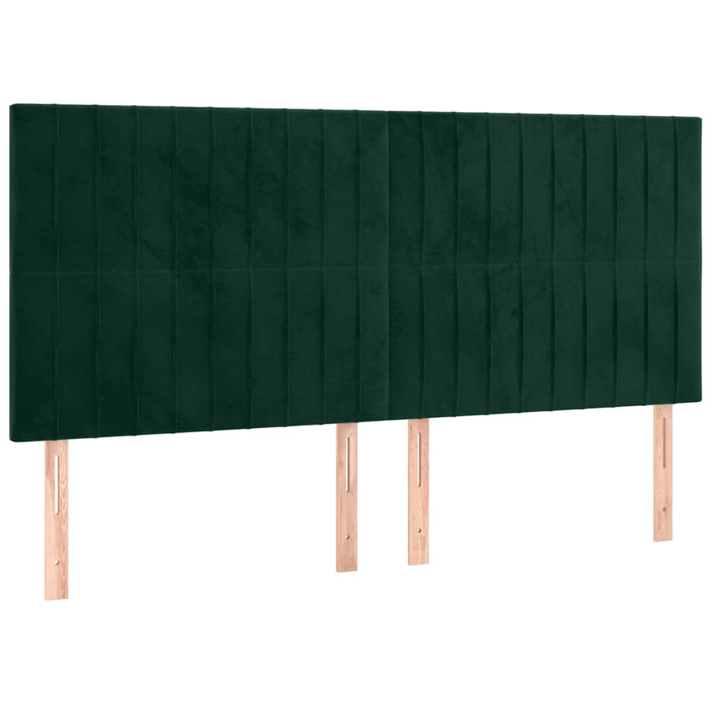 Sötétzöld bársony LED-es fejtámla 200x5x118/128 cm 3