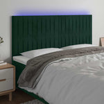 Sötétzöld bársony LED-es fejtámla 200x5x118/128 cm