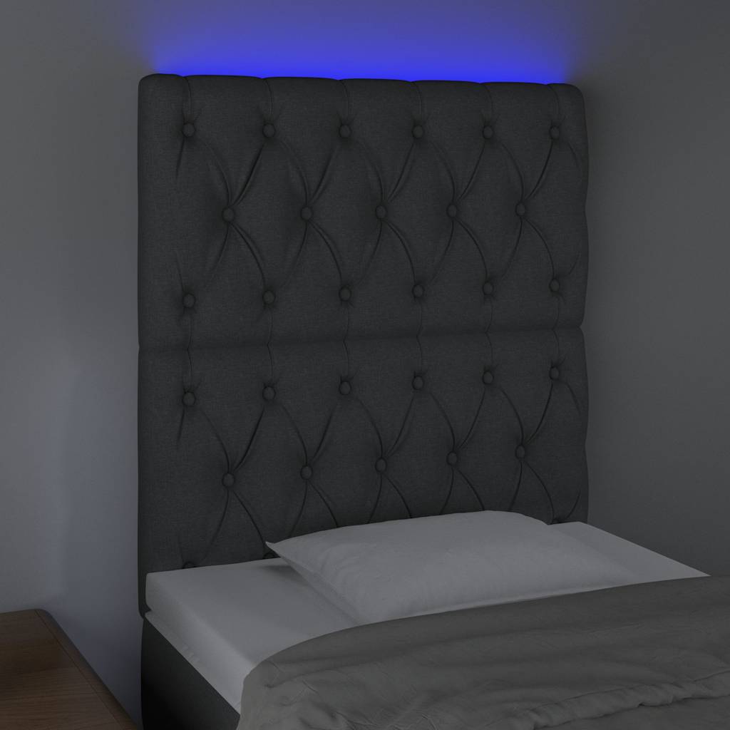 Sötétszürke szövet LED-es fejtámla 80x7x118/128 cm 3