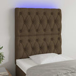 Sötétbarna szövet LED-es fejtámla 80x7x118/128 cm