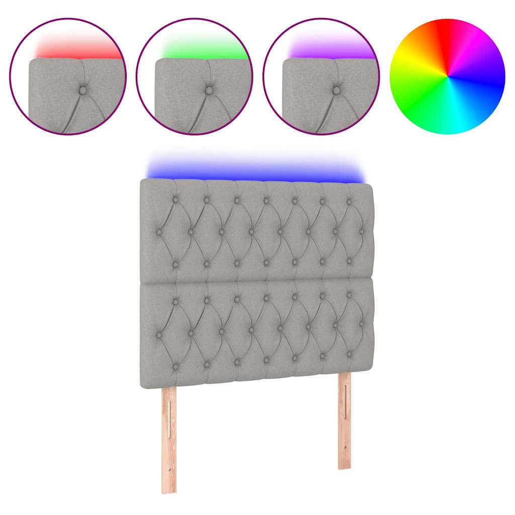 Világosszürke szövet LED-es fejtámla 90x7x118/128 cm 2
