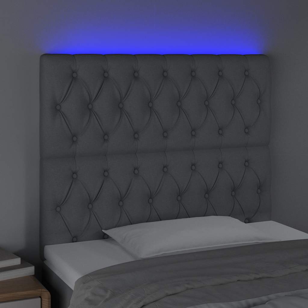 Világosszürke szövet LED-es fejtámla 90x7x118/128 cm 3