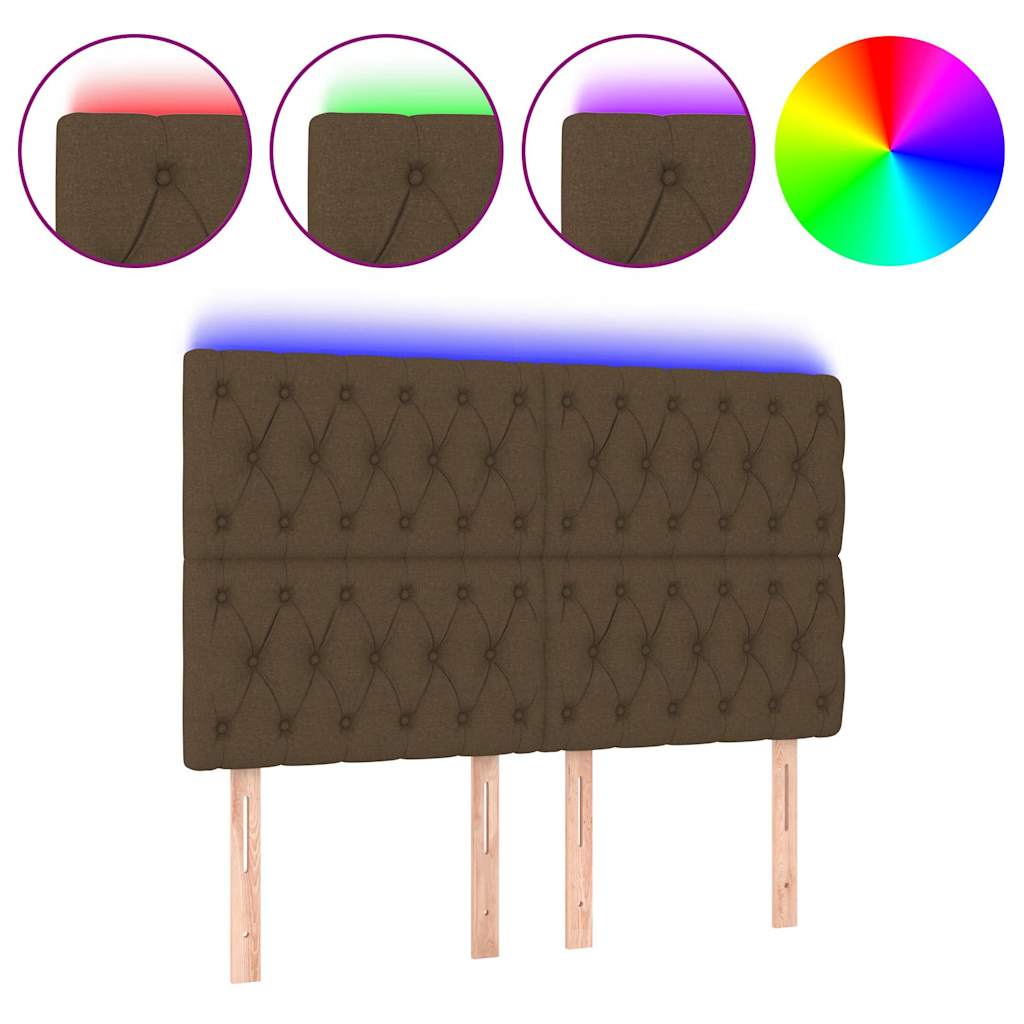 Sötétbarna szövet LED-es fejtámla 144x7x118/128 cm 2