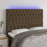 Sötétbarna szövet LED-es fejtámla 144x7x118/128 cm