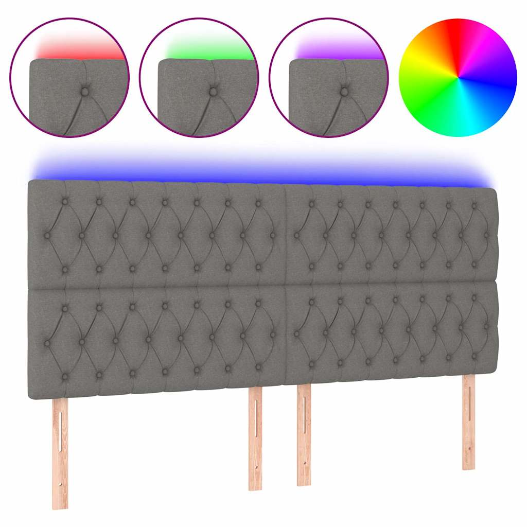 Sötétszürke szövet LED-es fejtámla 180x7x118/128 cm 2
