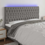 Sötétszürke szövet LED-es fejtámla 180x7x118/128 cm