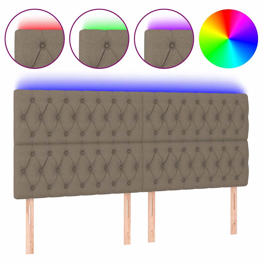 Tópszínű szövet LED-es fejtámla 180x7x118/128 cm 2