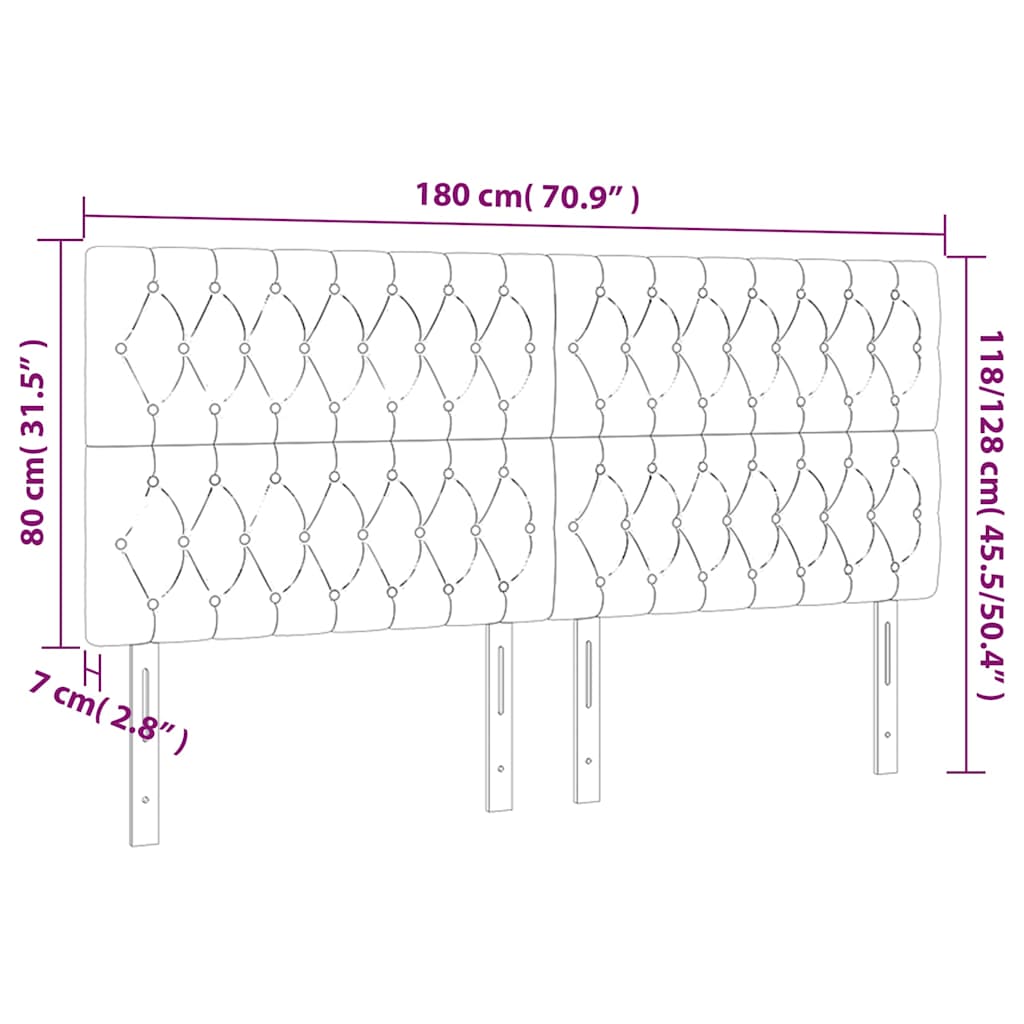 Tópszínű szövet LED-es fejtámla 180x7x118/128 cm 6