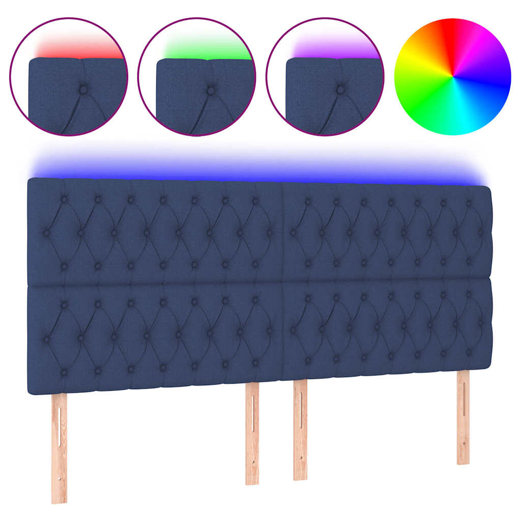 Kék szövet LED-es fejtámla 180x7x118/128 cm 2