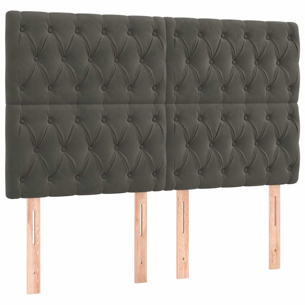Sötétszürke bársony LED-es fejtámla 144x7x118/128 cm 4