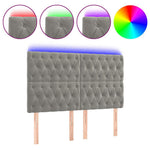 Világosszürke bársony LED-es fejtámla 160x7x118/128 cm 2