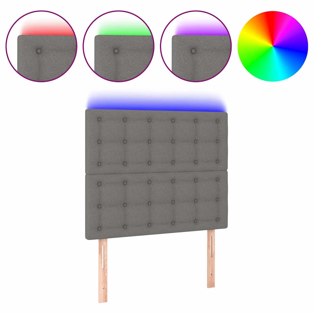 Sötétszürke szövet LED-es fejtámla 80x5x118/128 cm 2