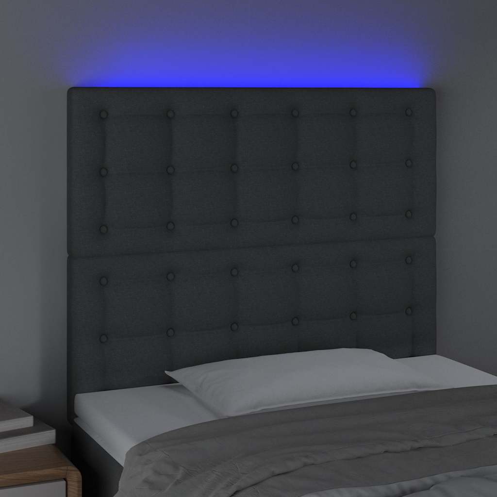 Sötétszürke szövet LED-es fejtámla 80x5x118/128 cm 3