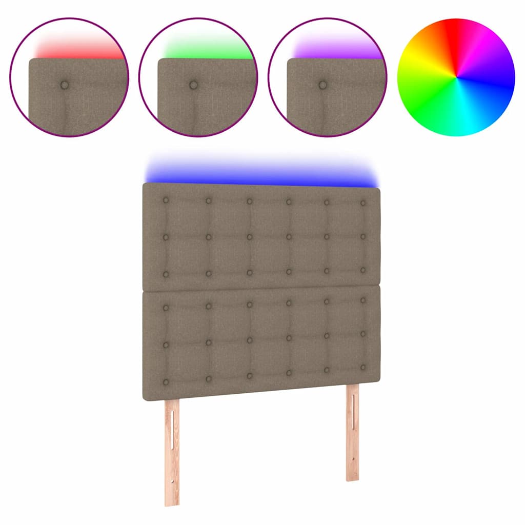 Tópszínű szövet LED-es fejtámla 90x5x118/128 cm 2