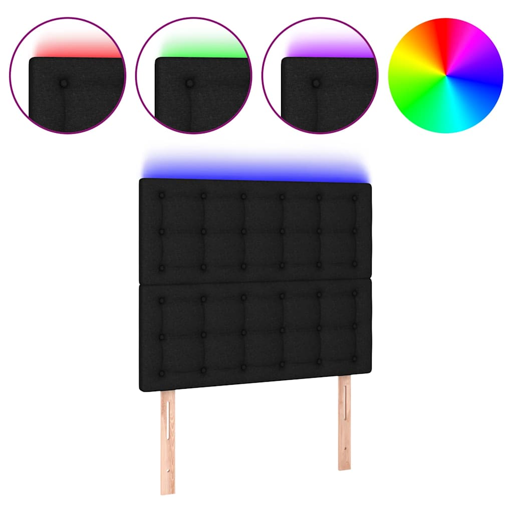 Fekete szövet LED-es fejtámla 100x5x118/128 cm 2