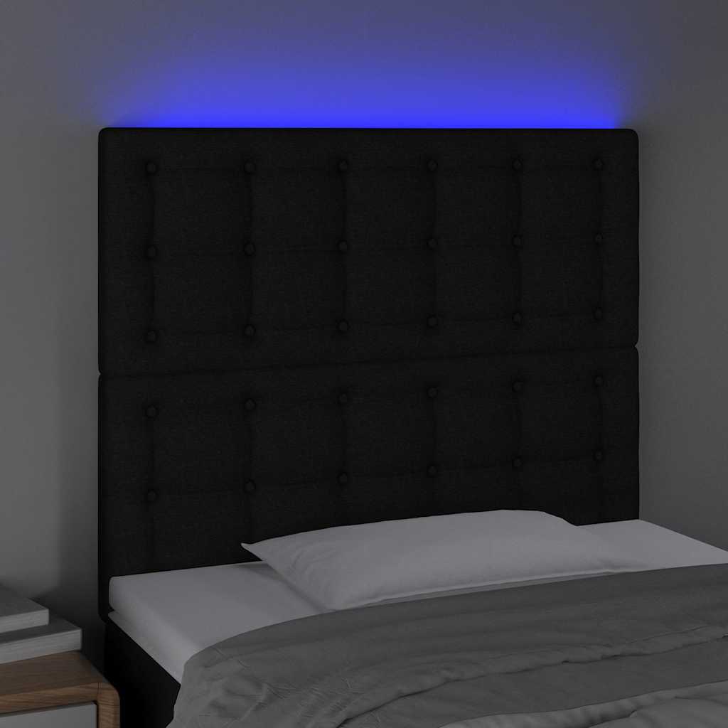 Fekete szövet LED-es fejtámla 100x5x118/128 cm 3