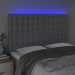 Világosszürke szövet LED-es fejtámla 144x5x118/128 cm 3