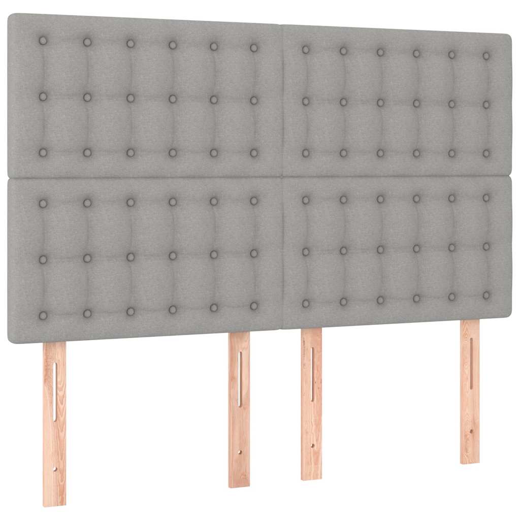 Világosszürke szövet LED-es fejtámla 144x5x118/128 cm 4