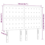 Világosszürke szövet LED-es fejtámla 144x5x118/128 cm 6
