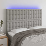 Világosszürke szövet LED-es fejtámla 144x5x118/128 cm