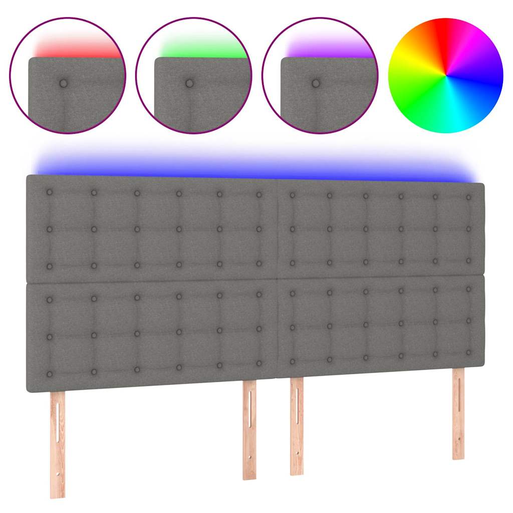 Sötétszürke szövet LED-es fejtámla 160x5x118/128 cm 2