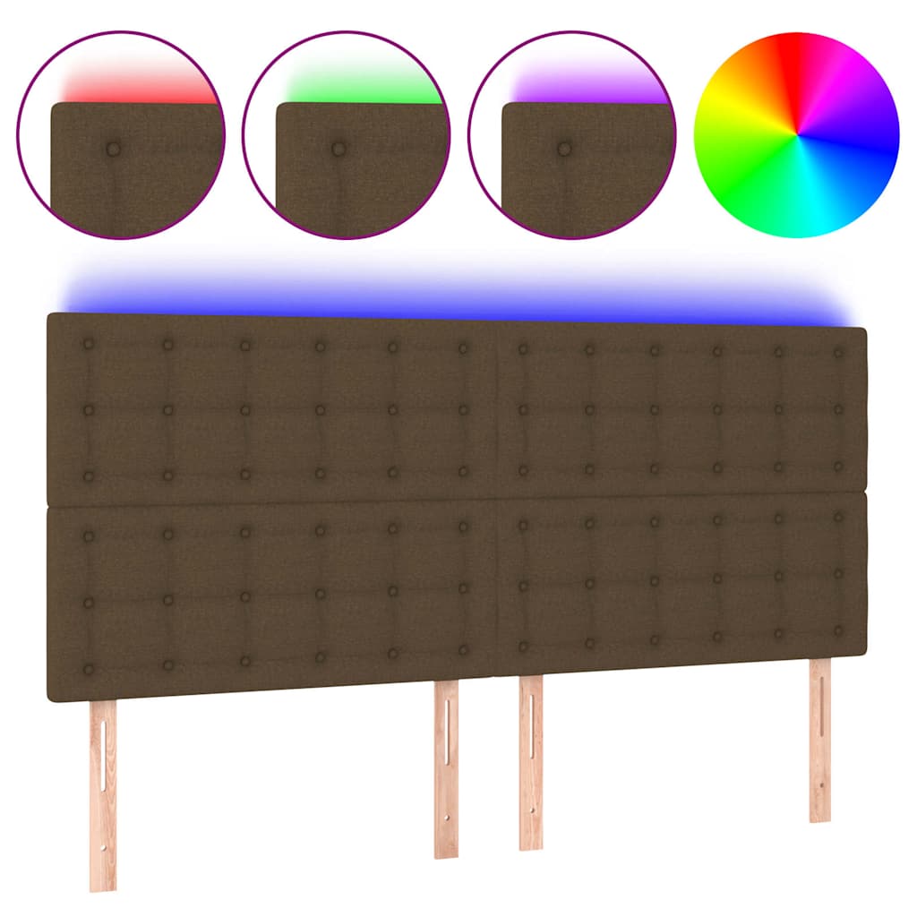 Sötétbarna szövet LED-es fejtámla 160x5x118/128 cm 2
