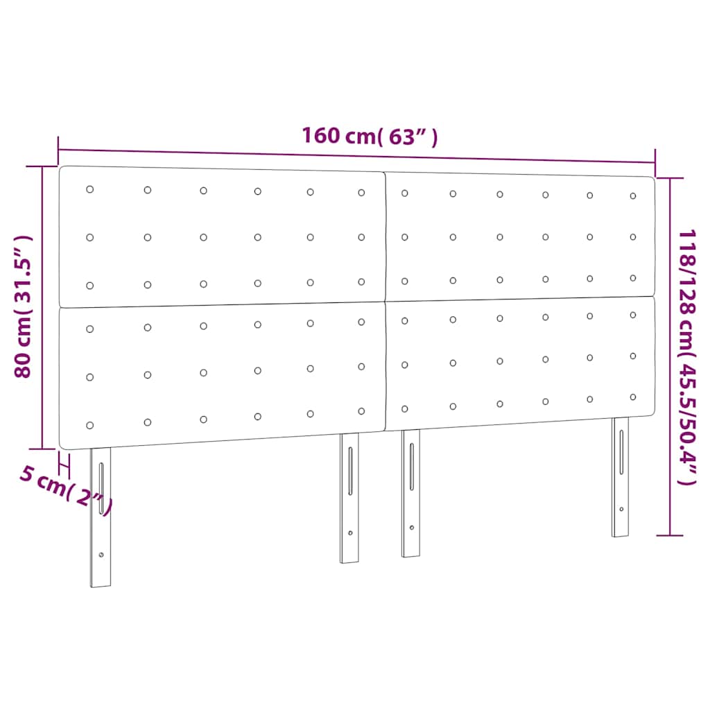 Sötétbarna szövet LED-es fejtámla 160x5x118/128 cm 6