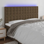 Sötétbarna szövet LED-es fejtámla 160x5x118/128 cm