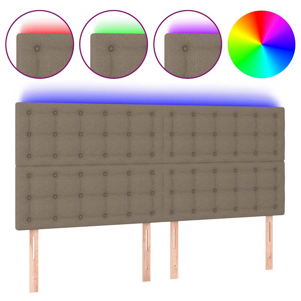 Tópszínű szövet LED-es fejtámla 160x5x118/128 cm 2