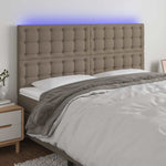Tópszínű szövet LED-es fejtámla 160x5x118/128 cm