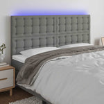Sötétszürke szövet LED-es fejtámla 180x5x118/128 cm