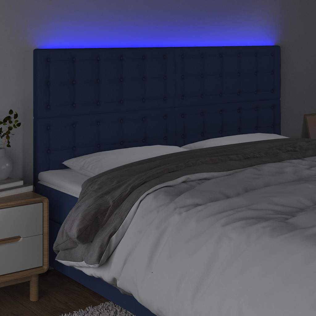 Kék szövet LED-es fejtámla 180x5x118/128 cm 3