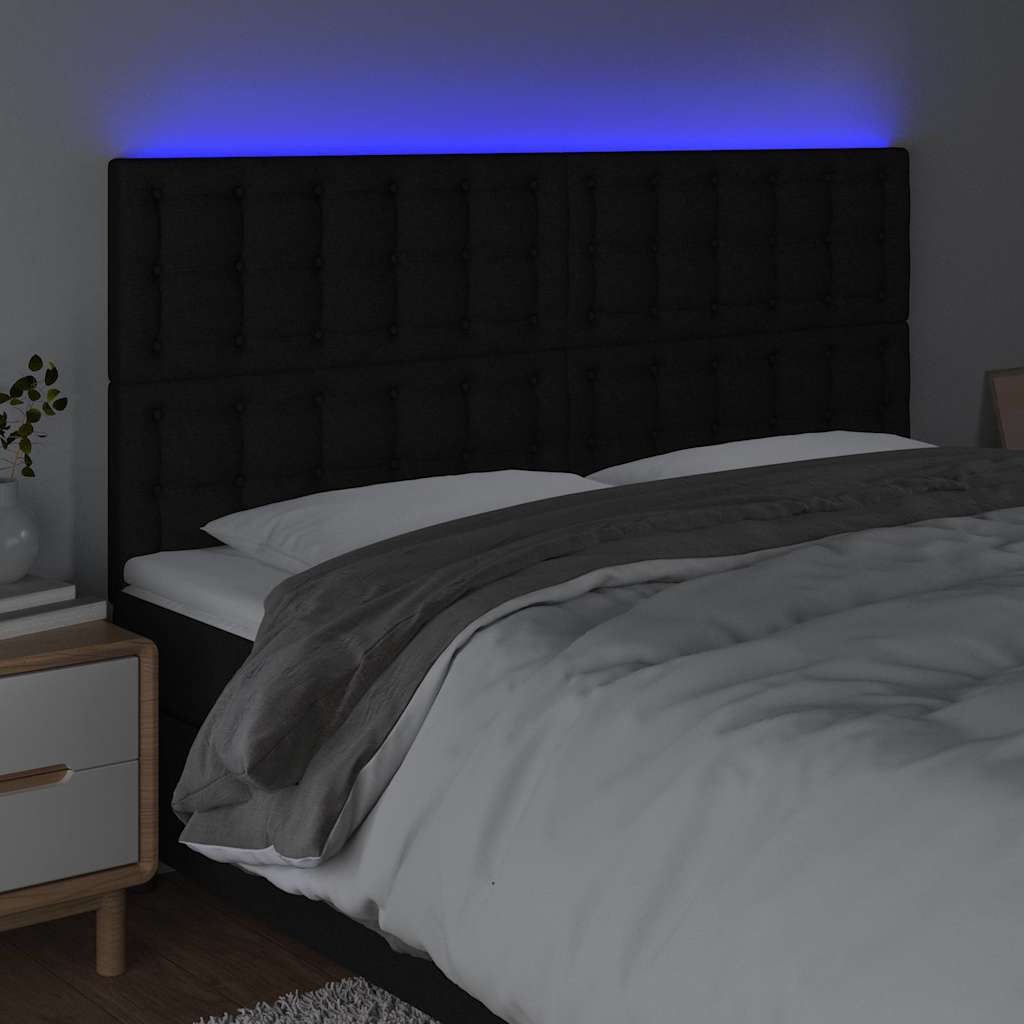 Fekete szövet LED-es fejtámla 200x5x118/128 cm 3